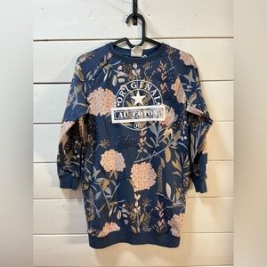 ORIGINAL AU COTON Floral Tunic Dress Navy – Girls Size 8/9